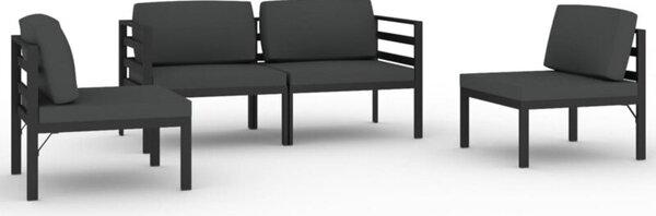Zestaw Mebli Ogrodowych Komplet Wypoczynkowy Z Poduszkami 4-Częściowy Antracytowy Aluminium Na Taras Balkon Ogród