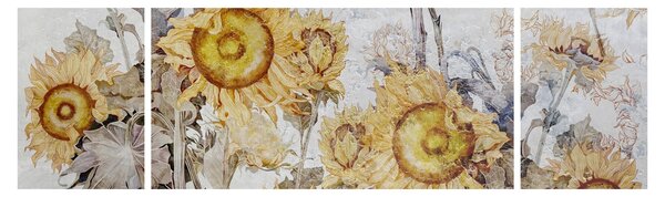 Obraz - Słoneczniki na ścianie (170x50 cm)
