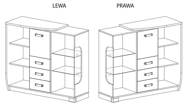 Komoda z barkiem i narożną przeszkloną witryną lewa Romero R7L 1D1W3S1B Dąb Canyon/Arusha