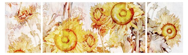 Obraz - Słoneczniki, malarstwo (170x50 cm)