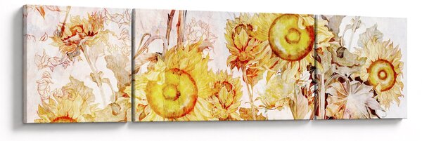 Obraz - Słoneczniki, malarstwo (170x50 cm)
