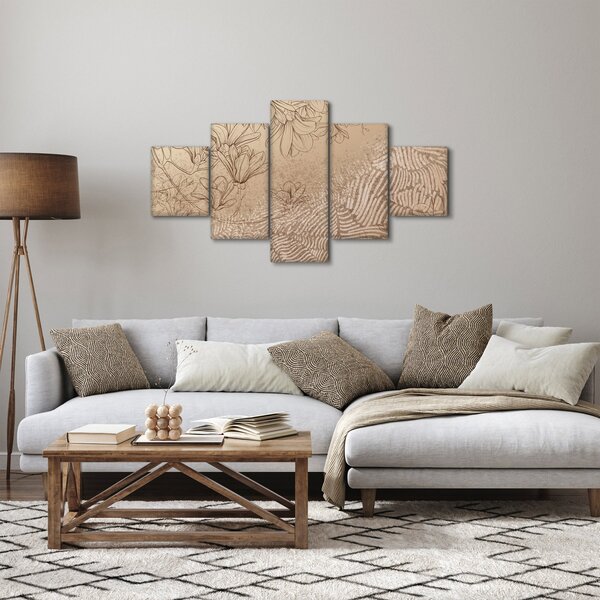 Obraz - Rysowane kwiaty (125x70 cm)