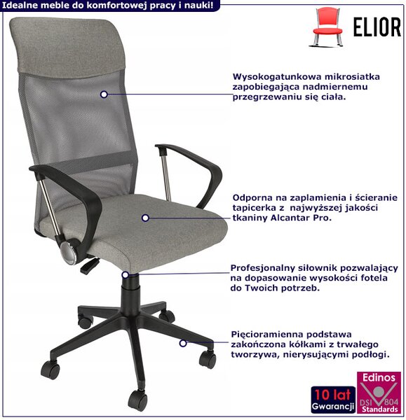 Szary fotel obrotowy biurowy D1-E31