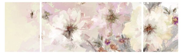 Obraz - Kwiaty malarstwo (170x50 cm)