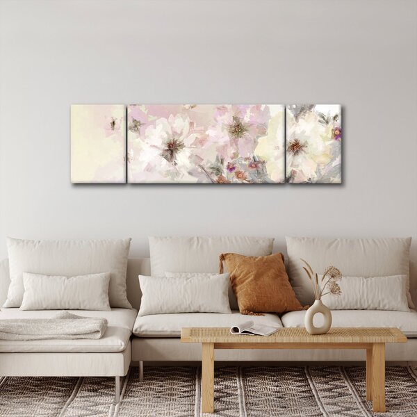 Obraz - Kwiaty malarstwo (170x50 cm)