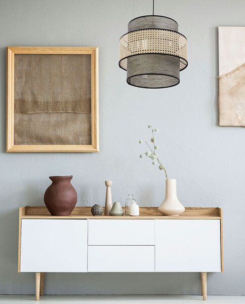 Abażurowa okrągła lampa wisząca boho - A342 Z0-D44