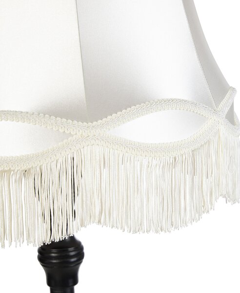 Lampa stojąca czarna z abażurem w kolorze śmietanki - Classico
