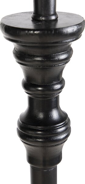 Lampa stojąca czarna z abażurem w stylu babci różowym - Classico