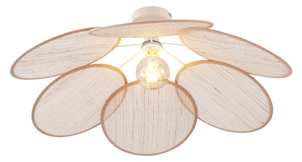 Lampa sufitowa Japandi kremowa z lnianym abażurem - Aisha