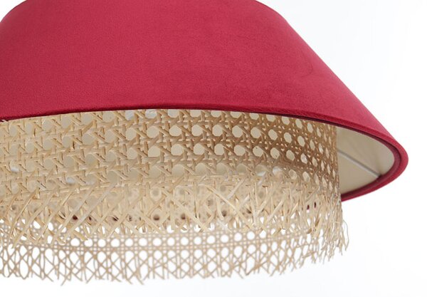 Czerwona lampa wisząca z rattanową dekoracją - 14X A347 B6-D96