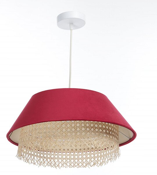 Czerwona lampa wisząca z rattanową dekoracją - 14X A347 B6-D96