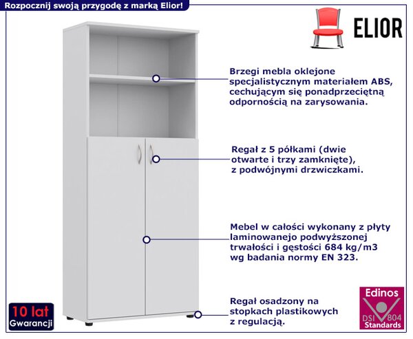 Biały regał biurowy na segregatowy F7-L71
