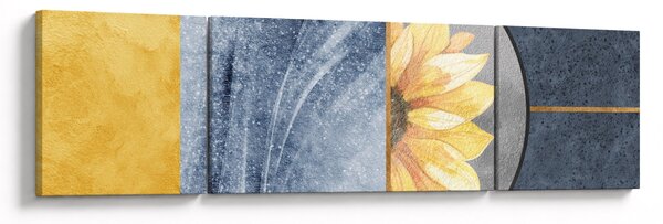 Obraz - Kształty i kwiat (170x50 cm)