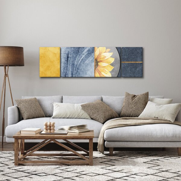 Obraz - Kształty i kwiat (170x50 cm)