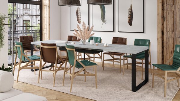 AVARI Beton Jasny Atelier - STÓŁ LOFTOWY DO SALONU/JADALNI ROZKŁADANY DO 270 lub 290 cm!