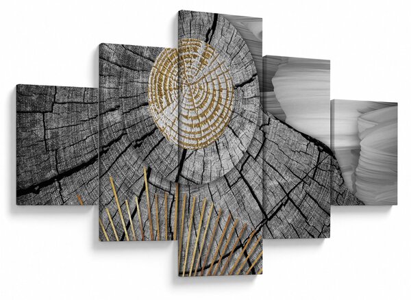 Obraz - Pień drzewa w kolażu (125x70 cm)