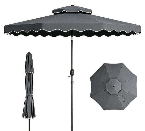 Parasol KOMFOTTEU, 300 cm, parasol ogrodowy z regulowanym ktem nachylenia, solidna metalowa konstrukcja, mechanizm otwierania, parasol tarasowy do uytku na zewntrz, z falujcym brzegiem, parasol reklamowy do ogrodu, tarasu, play