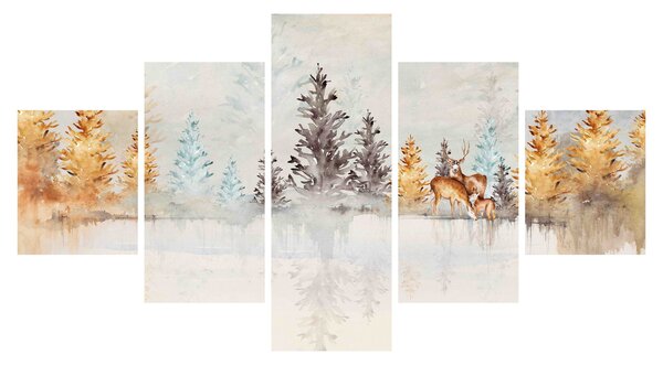 Obraz - Akwarelowy las (125x70 cm)