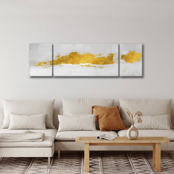 Obraz - Złote i szare pociągnięcia (170x50 cm)