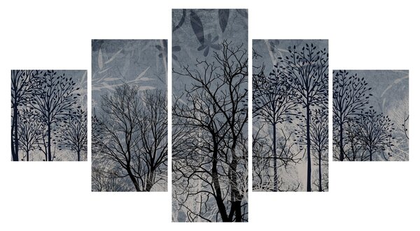 Obraz - Sylwetki drzew z liśćmi (125x70 cm)