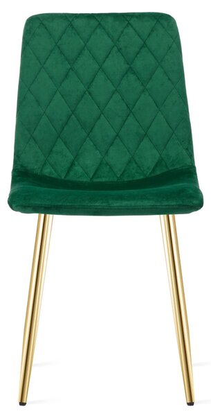 Zielone welurowe krzesło glamour pikowane L9-S24