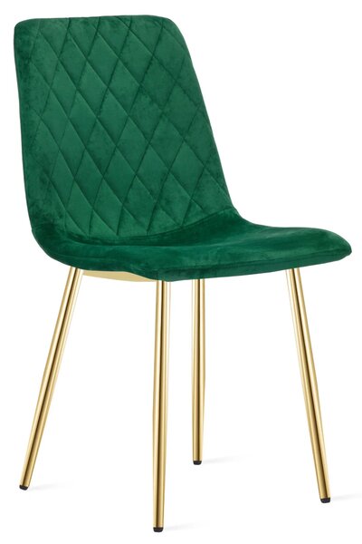 Zielone welurowe krzesło glamour pikowane L9-S24