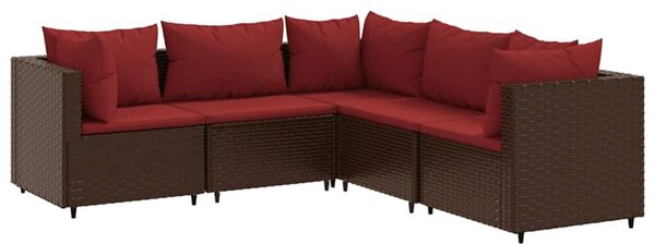 Zestaw Mebli Ogrodowych Komplet Wypoczynkowy Z Poduszkami 5-Częściowy Brązowy Rattan Na Taras Balkon Ogród