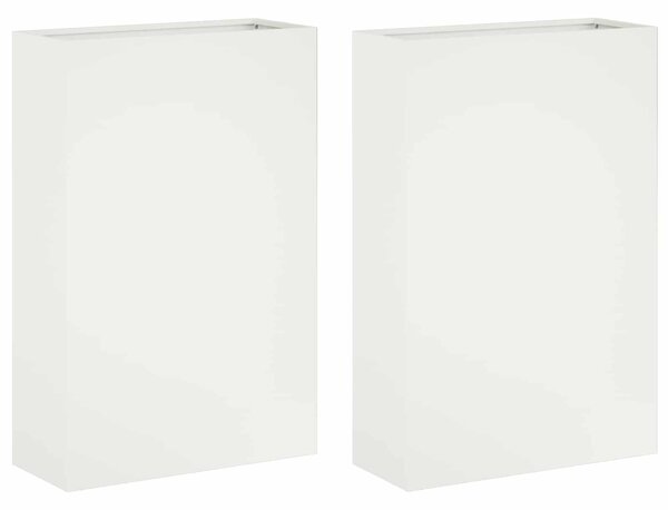 Doniczka ogrodowa 2 szt. Biały 50 x 20 x 75 cm Stal zimnogięta