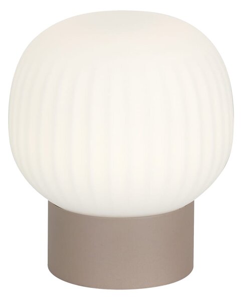 MONTES lampa stołowa biały ryflowany klosz LED 6W CCT wykończenie jasny brąz TB-02217-1-BRO
