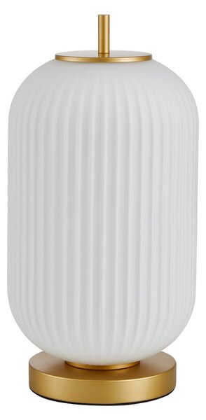 OLMETO lampa stołowa klosz owalny biały ryflowany 1xE27 wykończenie złote TB-28798-1-GD-WH