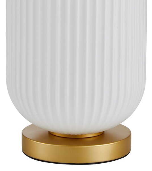OLMETO lampa stołowa klosz owalny biały ryflowany 1xE27 wykończenie złote TB-28798-1-GD-WH