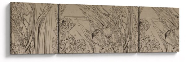 Obraz - Kontury roślin (170x50 cm)
