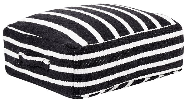 Poduszka podłogowa puf kwadratowa podnóżek bawełniana czarno-biała Settat Beliani