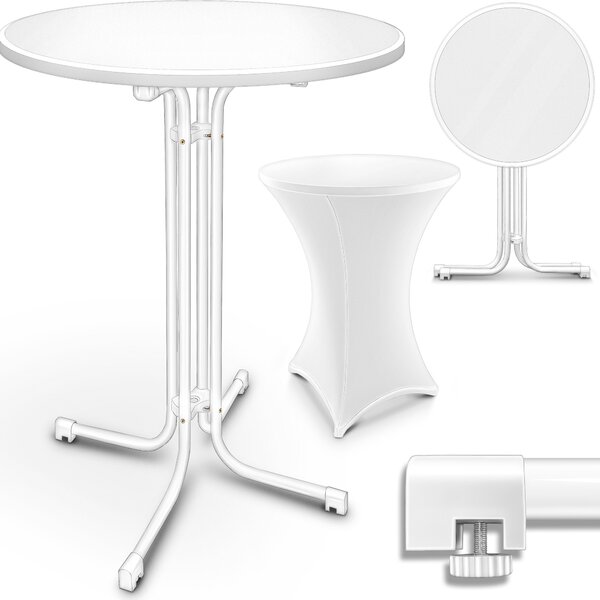 Stó barowy tillvex® Gastro skadany zestaw 2 - Ø60cm biay | stó bistro WYKOCZONY MONTAEM | stó skadany okrgy - stó imprezowy odporny na warunki atmosferyczne | stó ogrodowy wewntrzny i zewntrzny