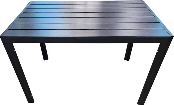 Plastikowy stó ogrodowy - 110x70x73cm - Czarny - Aluminiowa rama - Blat WPC - Odporny na warunki atmosferyczne - Na balkon, taras i do ogrodu - Prostoktny