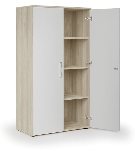 Szafa biurowa z drzwiami KOMBI, 3 półki, 1497x800x400 mm, dąb naturalny / biały