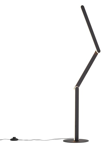 Designerska lampa podłogowa czarna z wbudowaną diodą LED z 3-stopniową regulacją ściemniania - Gate