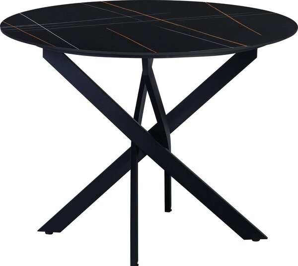 Happyment Okrge stoy do jadalni – dla 4 osób – stó ogrodowy i stó do jadalni – wygld marmuru – spiekane kamienie – czarny – 100 x 100 x 76 cm – nadaje si równie do uytku na zewntrz