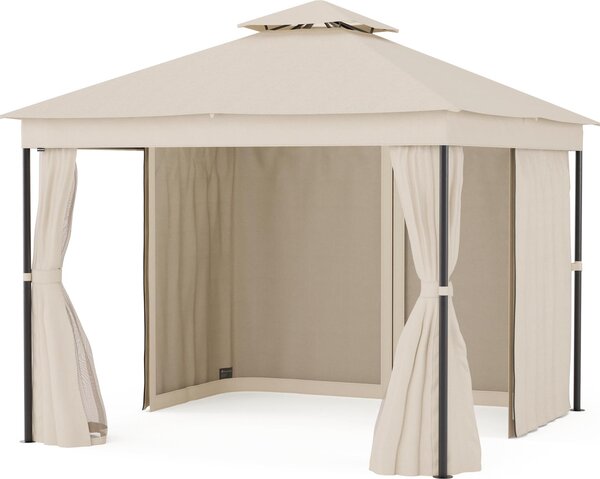 Blumfeldt Mondo Dual Pawilon 3x3 – Doppeldach & Moskitonetze, Wetterfester Metallrahmen, Vorhänge Für Privatsphäre, Gartenpavillon, Leicht Zu Montieren, Beowy