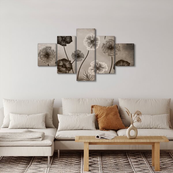 Obraz - Rysowane kwiaty (125x70 cm)