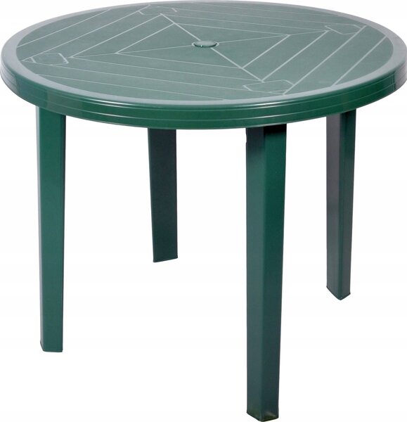 Okrgy plastikowy stó ogrodowy zielony 90 cm