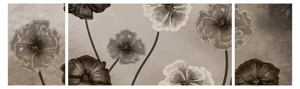 Obraz - Rysowane kwiaty (170x50 cm)