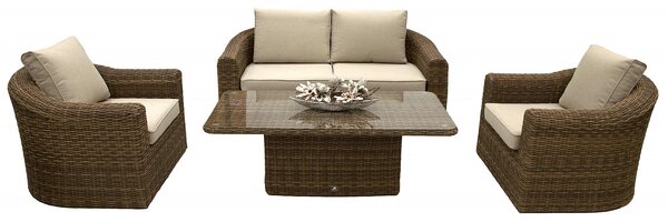 Rattanowy zestaw modułowy BORNEO LUXURY dla 4 osób (brązowy)