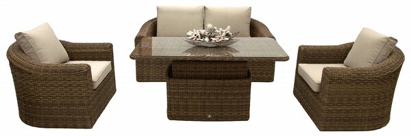 Rattanowy zestaw modułowy BORNEO LUXURY dla 4 osób (brązowy)