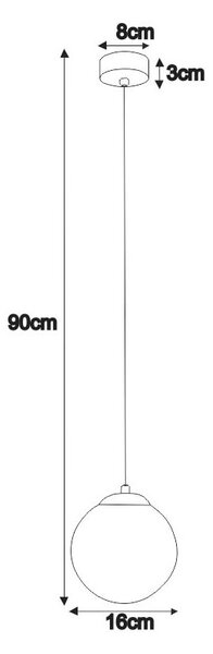 Regulowana lampa wisząca kula 16 cm - S844 K4-S03