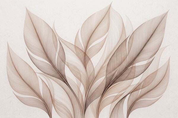 Fototapety Elegancka kompozycja botaniczna z dużymi, stylizowanymi liśćmi, Tapety Wyjątkowe, w09944 : Uwalls.pl