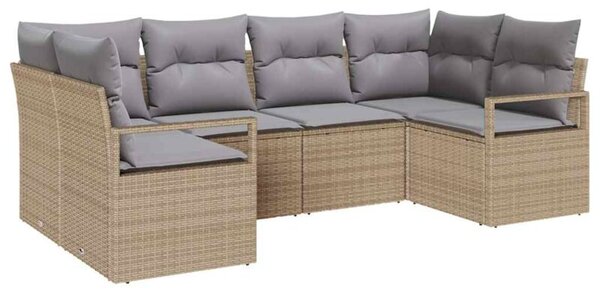 Zestaw Mebli Ogrodowych Komplet Wypoczynkowy Z Poduszkami 6-Częściowy Beżowy Rattan Na Taras Balkon Ogród