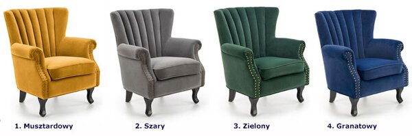 Musztardowy pikowany fotel wypoczynkowy K7-R52