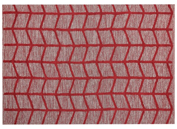 Dywan bawełniany wzór geometryczny 160 x 230 cm czerwony Sivas Beliani