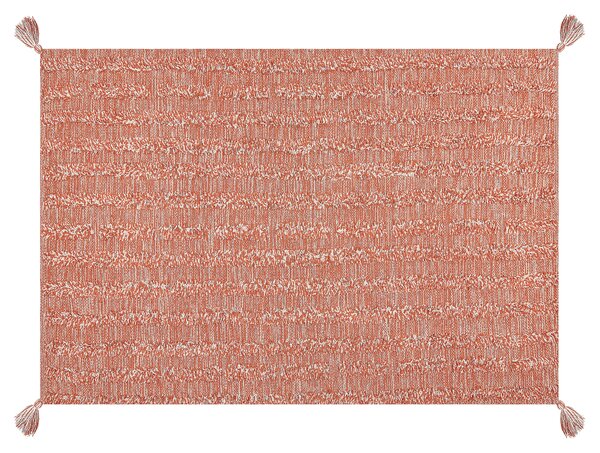 Dywan bawełniany ręcznie robiony 140 x 200 cm pomarańczowy Mugla Beliani